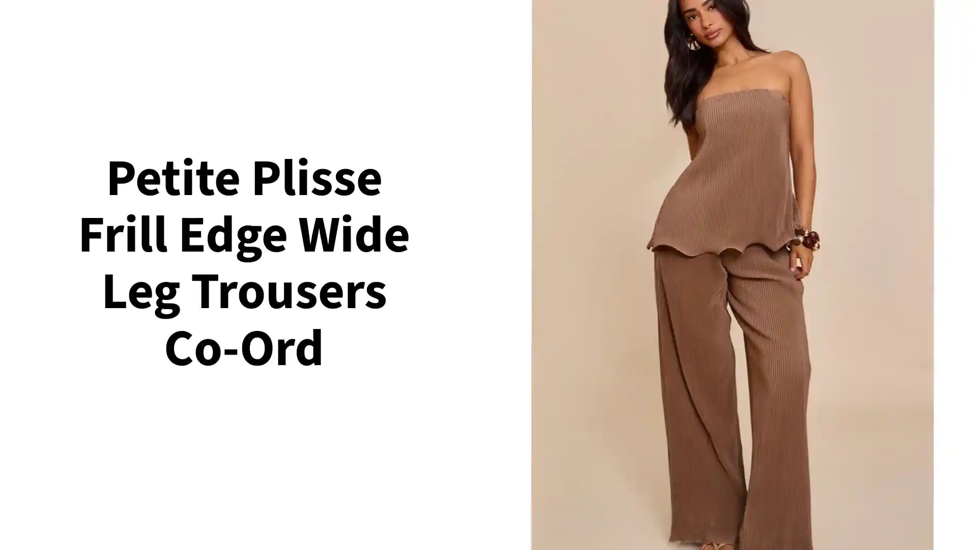 Petite Plisse Frill Edge Wide Leg Trousers Co-ord by@Outfy