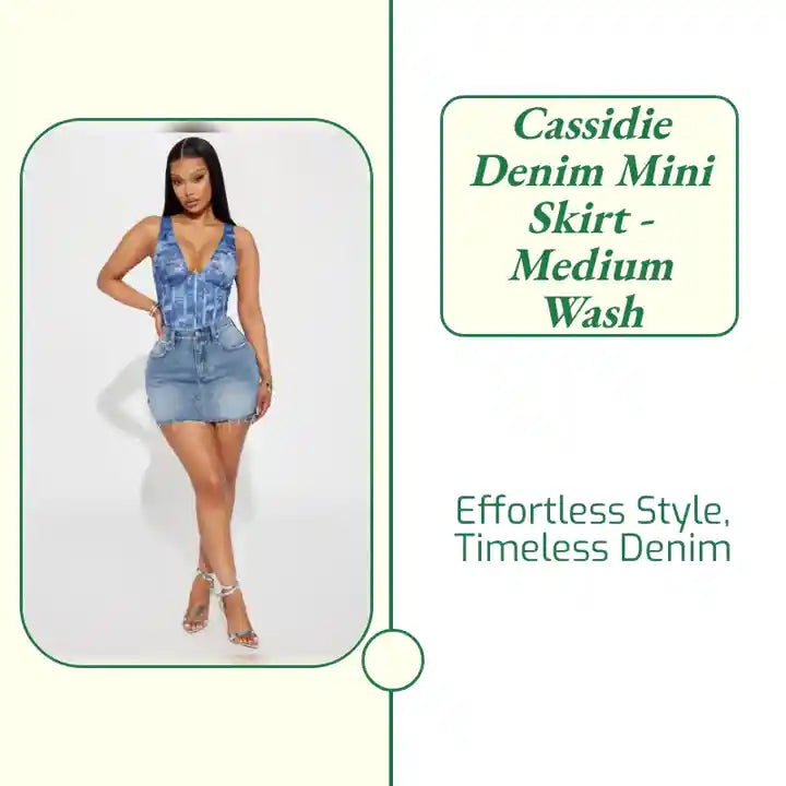 Cassidie Denim Mini Skirt - Medium Wash by@Outfy