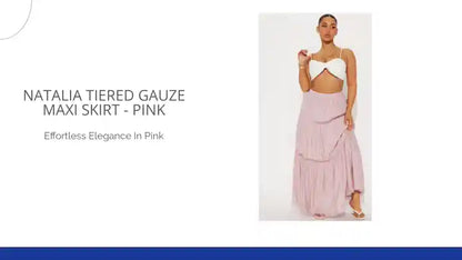 Natalia Tiered Gauze Maxi Skirt - Pink by@Outfy