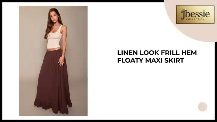 Linen Look Frill Hem Floaty Maxi Skirt by@Outfy