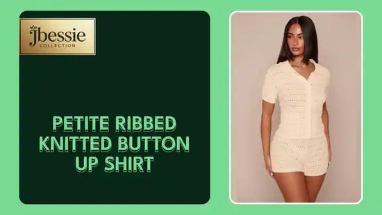 Petite Ribbed Knitted Button Up Shirt by@Outfy