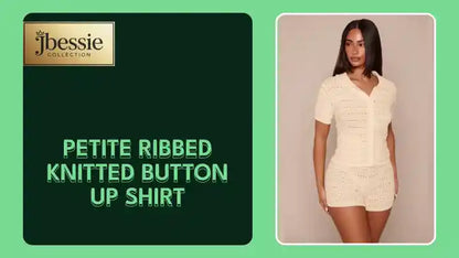 Petite Ribbed Knitted Button Up Shirt by@Outfy