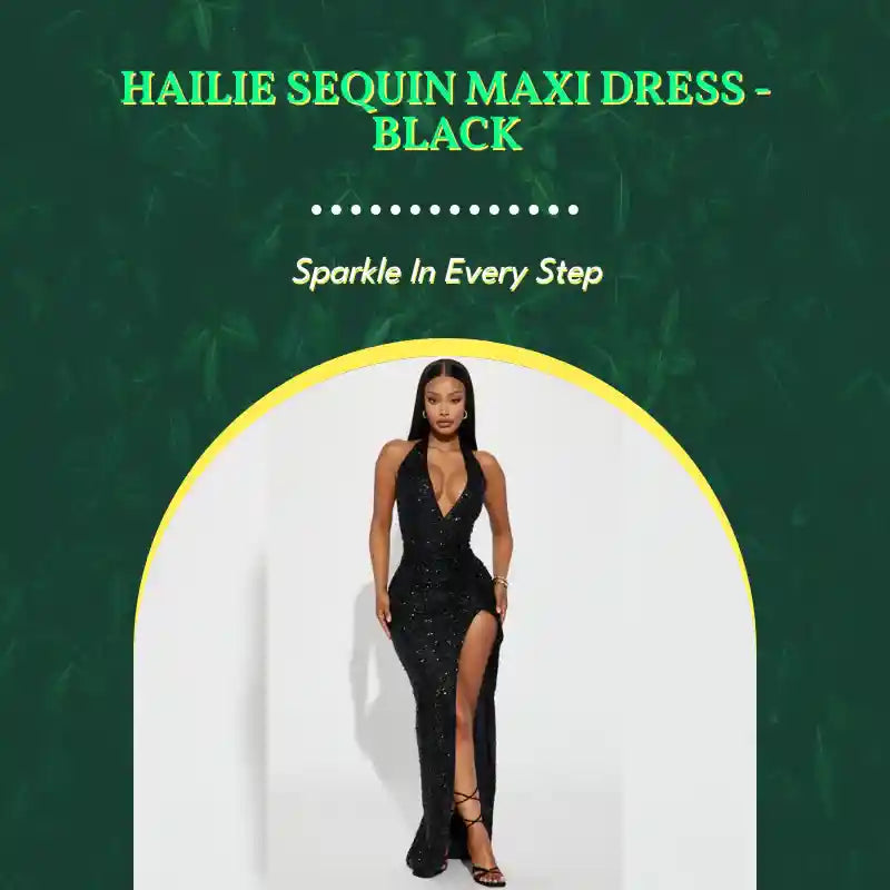 Hailie Sequin Maxi Dress - Black by@Outfy