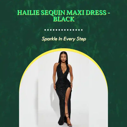 Hailie Sequin Maxi Dress - Black by@Outfy