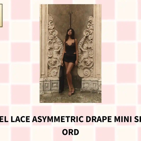 PLT Label Lace Asymmetric Drape Mini Skirt Co-ord by@Outfy