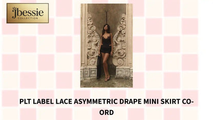 PLT Label Lace Asymmetric Drape Mini Skirt Co-ord by@Outfy